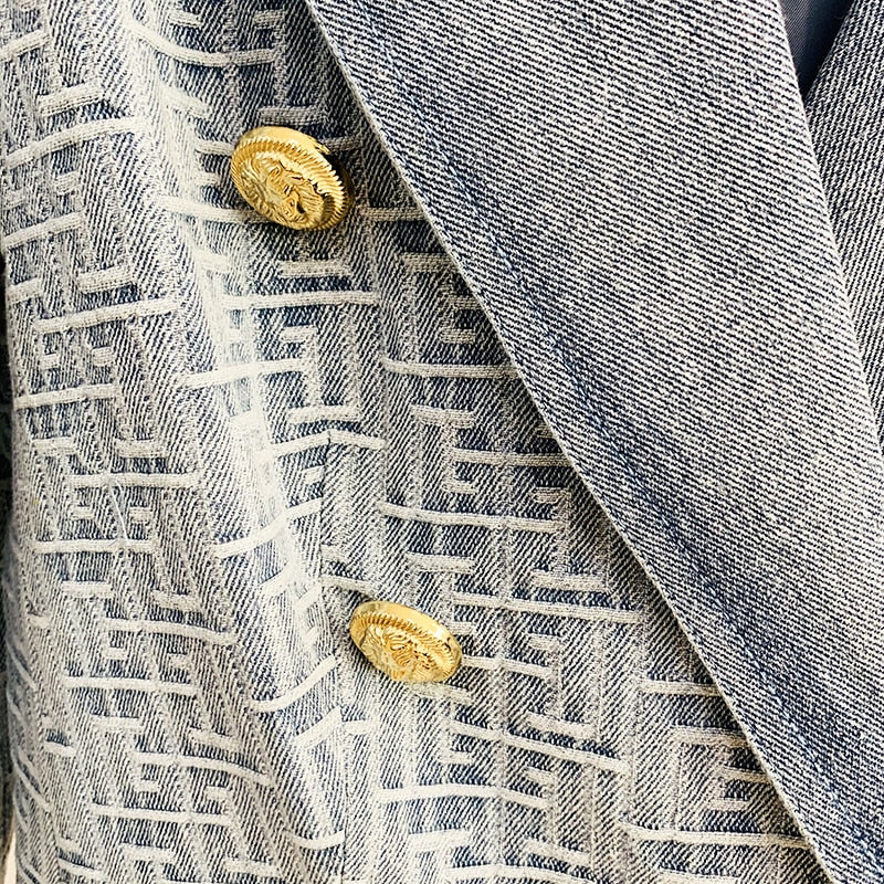 Levoire | Blazer En Denim Jacquard Monogramme Pour Un Look Fashion Exclusif