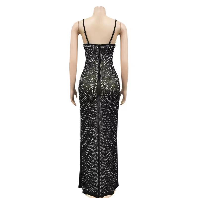 Levoire | Robe Maxi Strass Transparente En Mesh