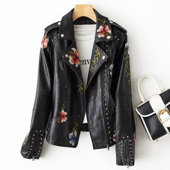 Levoire | Veste En Cuir Simple Pour L'Automne Noir