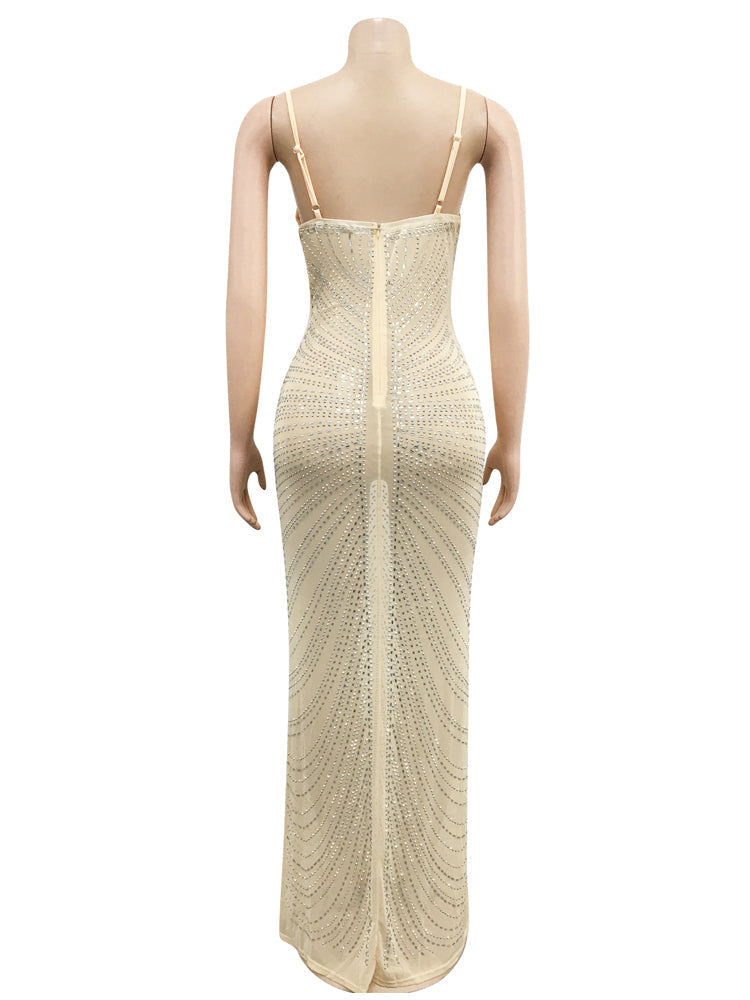 Levoire | Robe Maxi Transparente En Mesh Strass