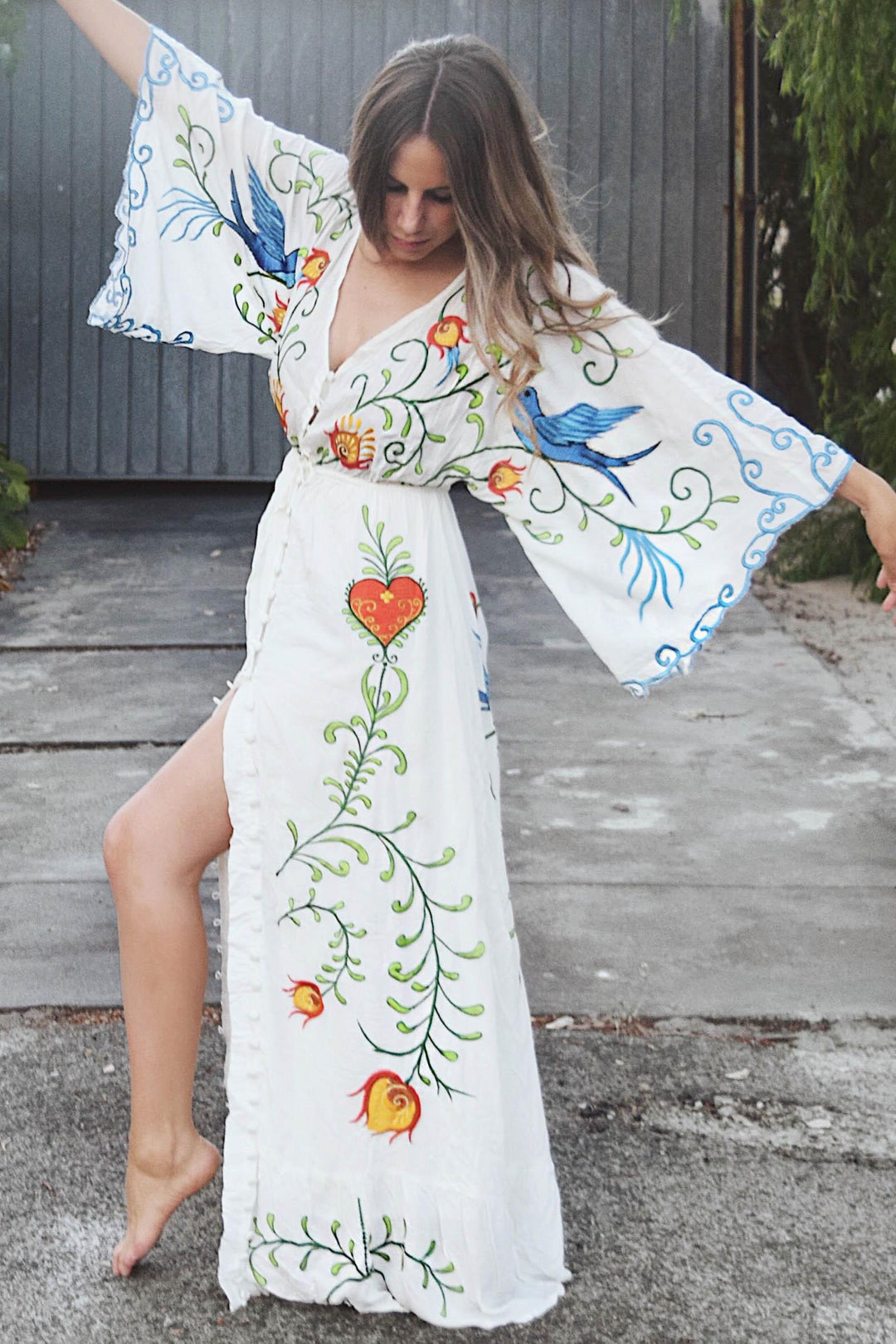 Levoire | Robe Maxi Décolleté Manche Chauve-Souris Décontractée