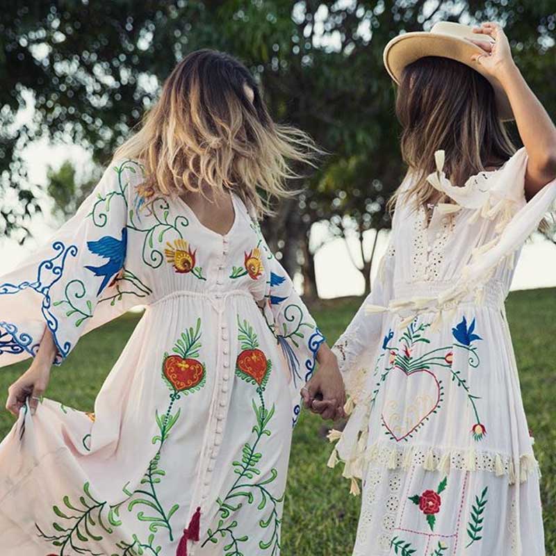 Levoire | Robe Maxi Décolleté Manche Chauve-Souris Décontractée