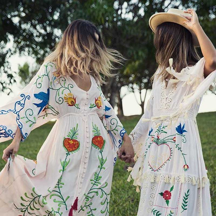 Levoire | Robe Maxi Décolleté Manche Chauve-Souris Décontractée