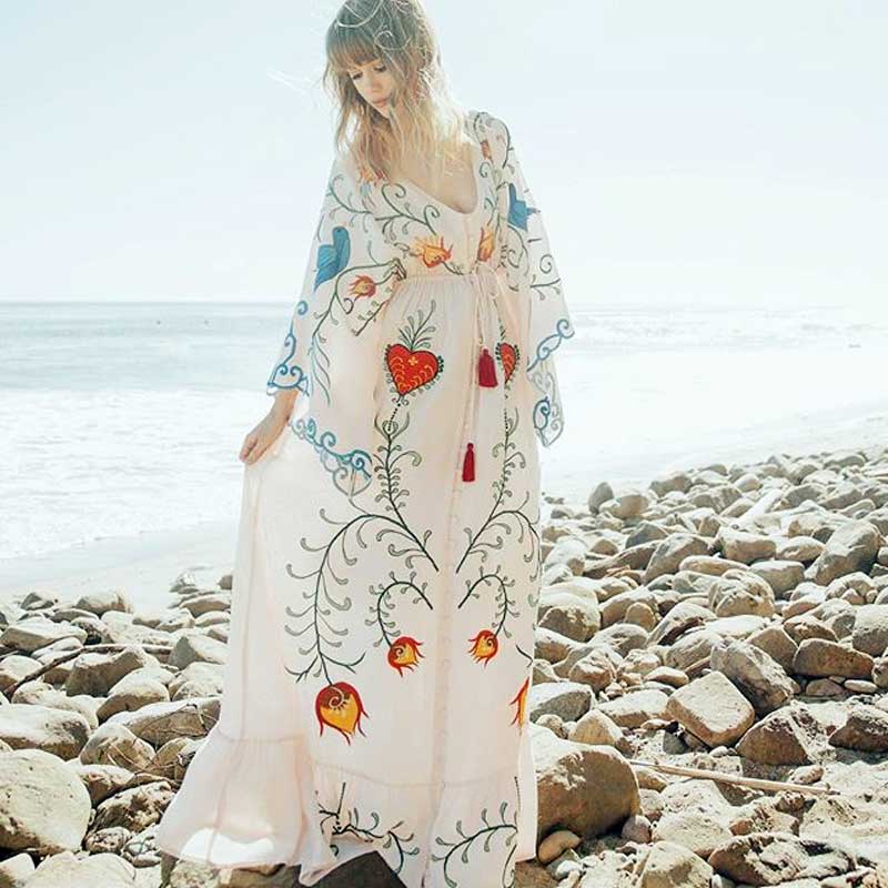 Levoire | Robe Maxi Décolleté Manche Chauve-Souris Décontractée