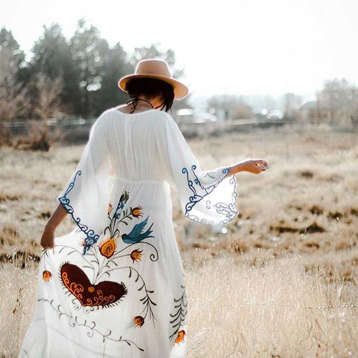 Levoire | Robe Maxi Décolleté Manche Chauve-Souris Décontractée