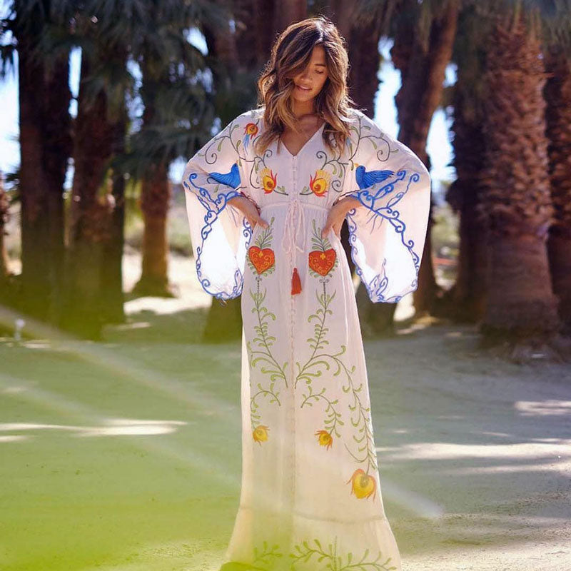 Levoire | Robe Maxi Décolleté Manche Chauve-Souris Décontractée