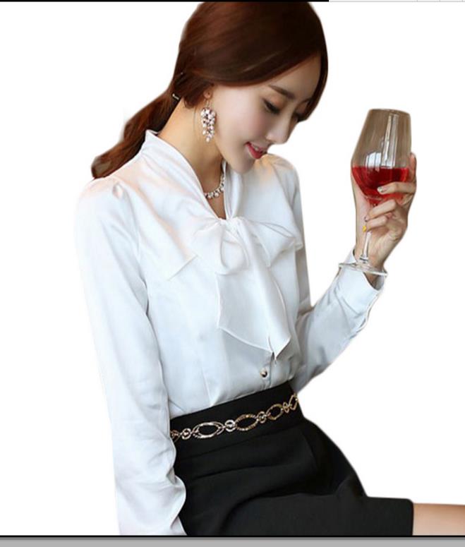 Levoire | Manches Longues Col En V Nœud Satin Chemises