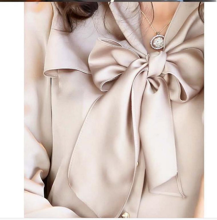 Levoire | Manches Longues Col En V Nœud Satin Chemises