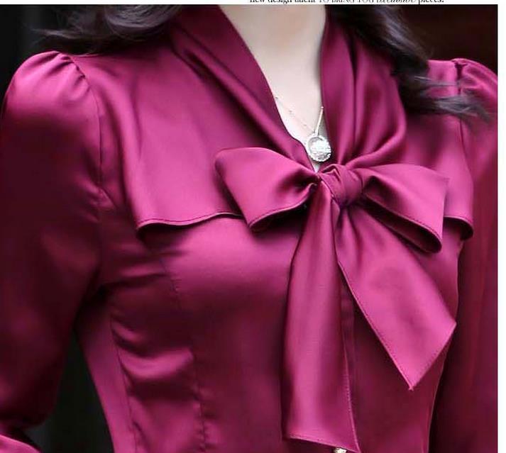 Levoire | Manches Longues Col En V Nœud Satin Chemises