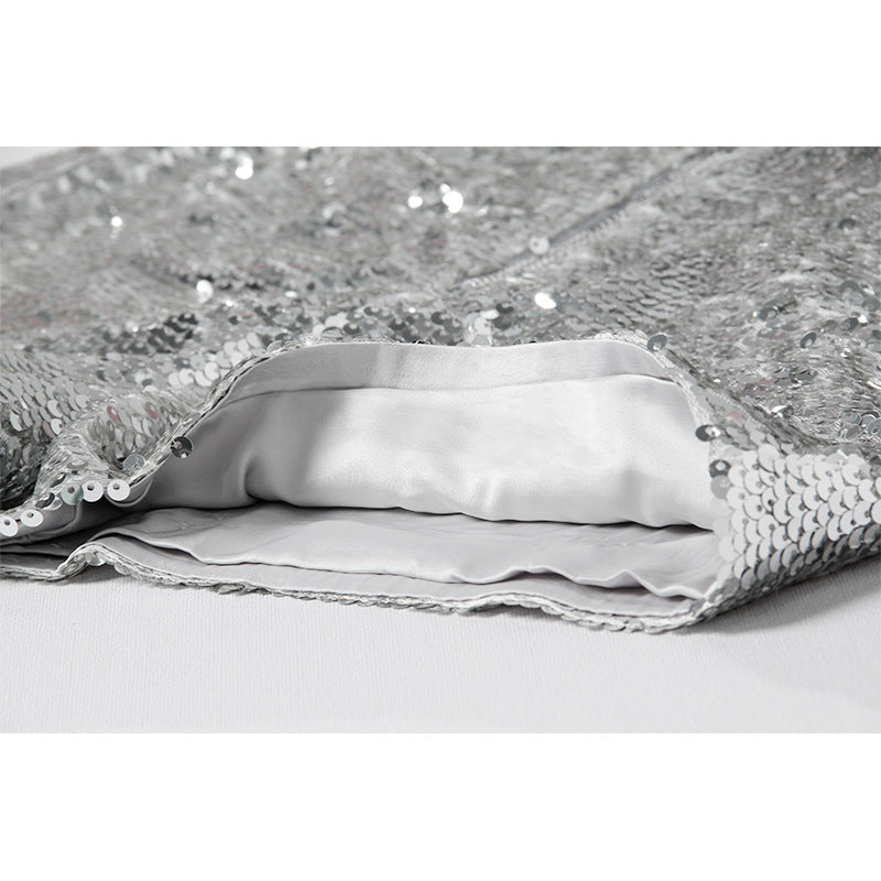 Levoire | Short En Sequins Taille Haute Fermeture Éclair Front Bodycon