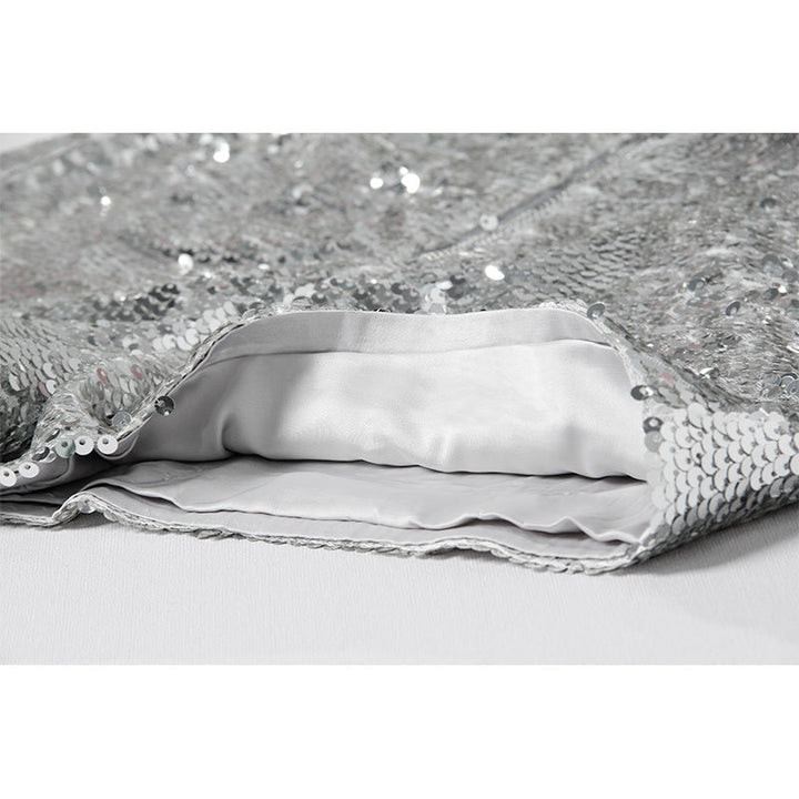 Levoire | Short En Sequins Taille Haute Fermeture Éclair Front Bodycon