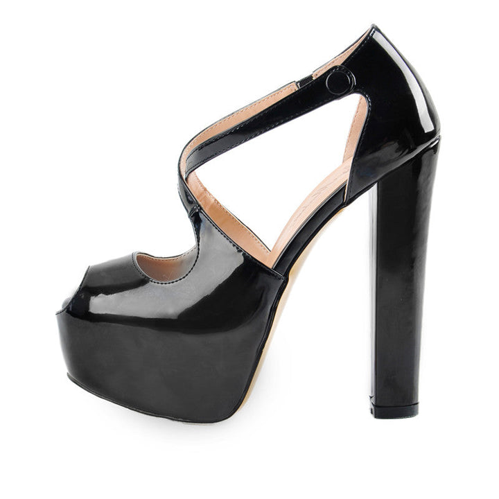 Levoire | Peep Toe Super Talon Haut Plateforme Slip On Pompes Y8904A