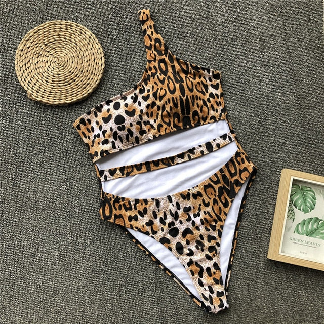 Levoire | Roter Léopard Monokini Maillot De Bain Bandage Sexy Bikini Pushup Café