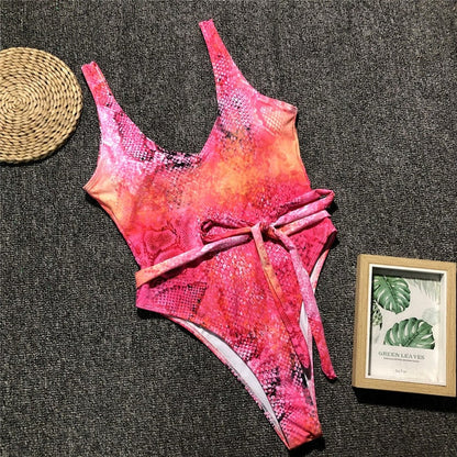 Levoire | Roter Léopard Monokini Maillot De Bain Bandage Sexy Bikini Pushup rosa 1