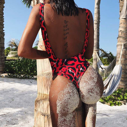 Levoire | Roter Léopard Monokini Maillot De Bain Bandage Sexy Bikini Pushup