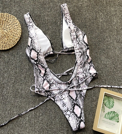 Levoire | Roter Léopard Monokini Maillot De Bain Bandage Sexy Bikini Pushup