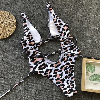 Levoire | Roter Léopard Monokini Maillot De Bain Bandage Sexy Bikini Pushup