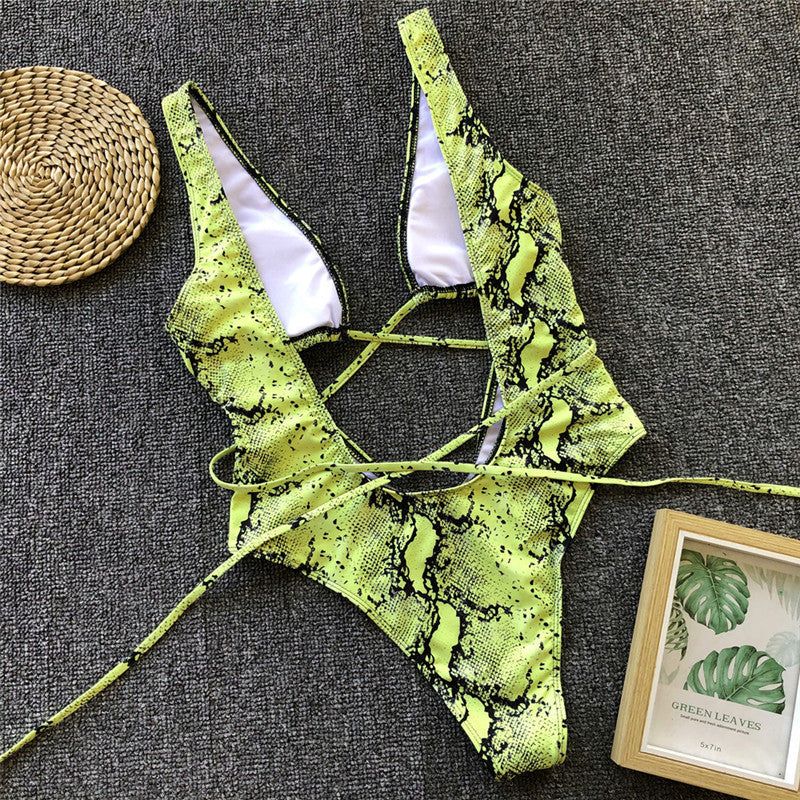 Levoire | Roter Léopard Monokini Maillot De Bain Bandage Sexy Bikini Pushup