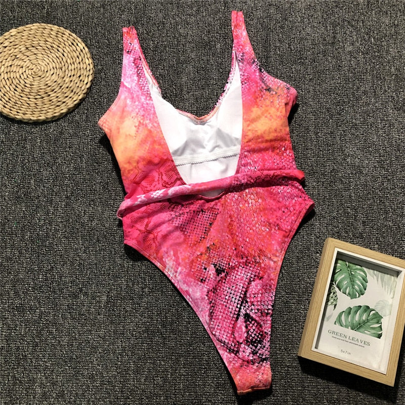 Levoire | Roter Léopard Monokini Maillot De Bain Bandage Sexy Bikini Pushup