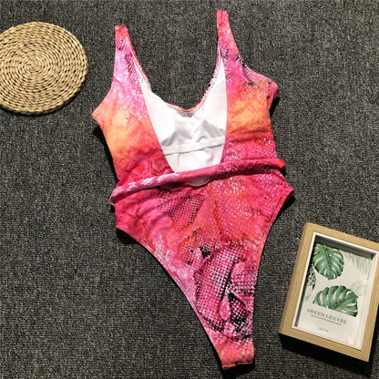 Levoire | Roter Léopard Monokini Maillot De Bain Bandage Sexy Bikini Pushup