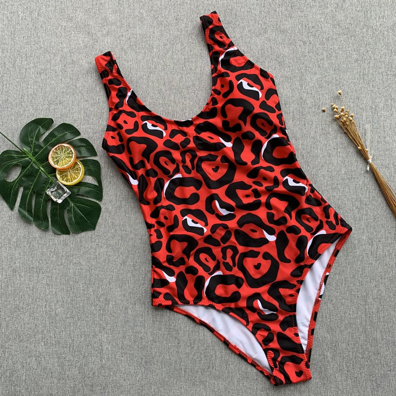 Levoire | Roter Léopard Monokini Maillot De Bain Bandage Sexy Bikini Pushup