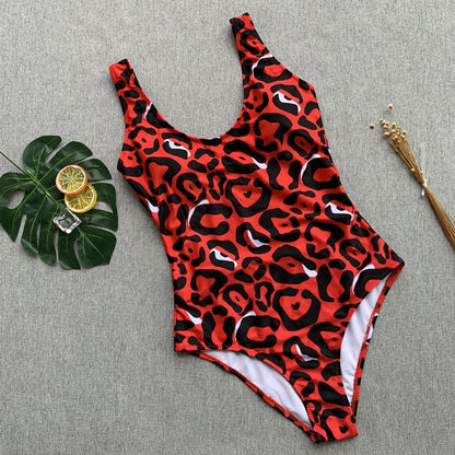 Levoire | Roter Léopard Monokini Maillot De Bain Bandage Sexy Bikini Pushup