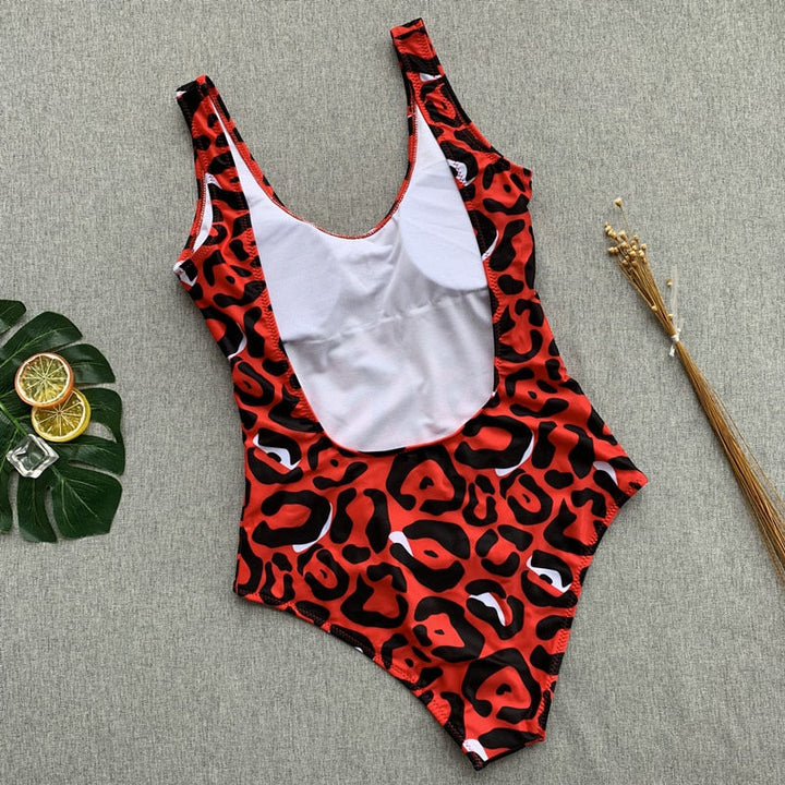 Levoire | Roter Léopard Monokini Maillot De Bain Bandage Sexy Bikini Pushup