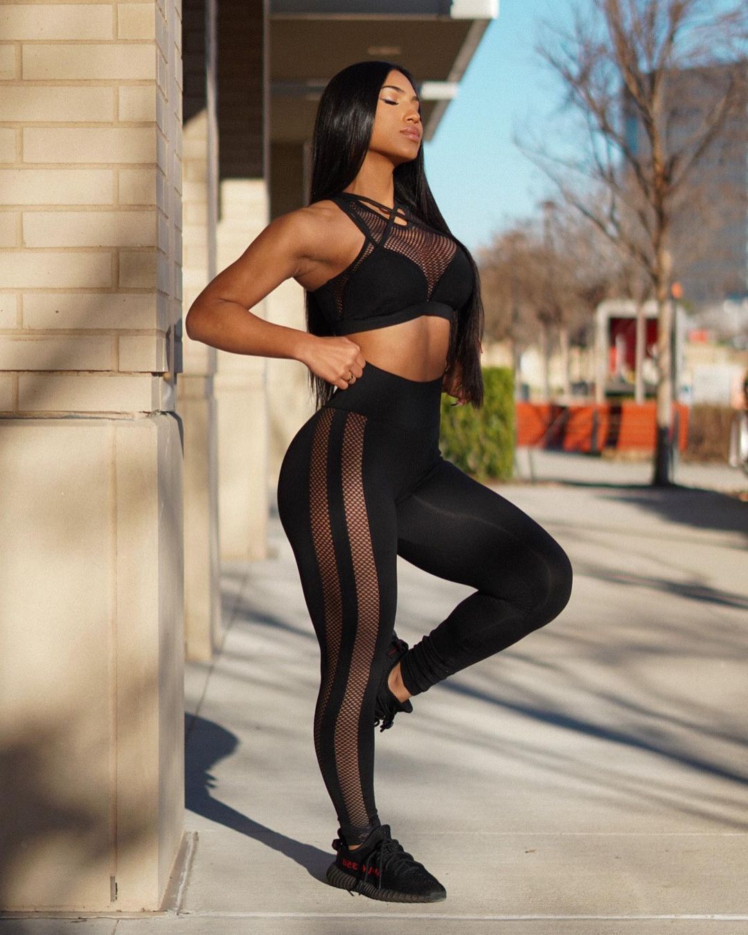 Levoire | haut de sport et leggings en filet NOIR S