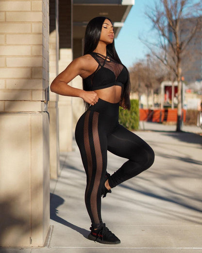 Levoire | haut de sport et leggings en filet NOIR S