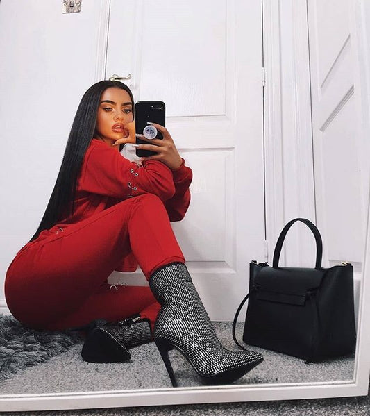 Levoire | mocassins à talons hauts moka avec strass et fermeture éclair sur le côté