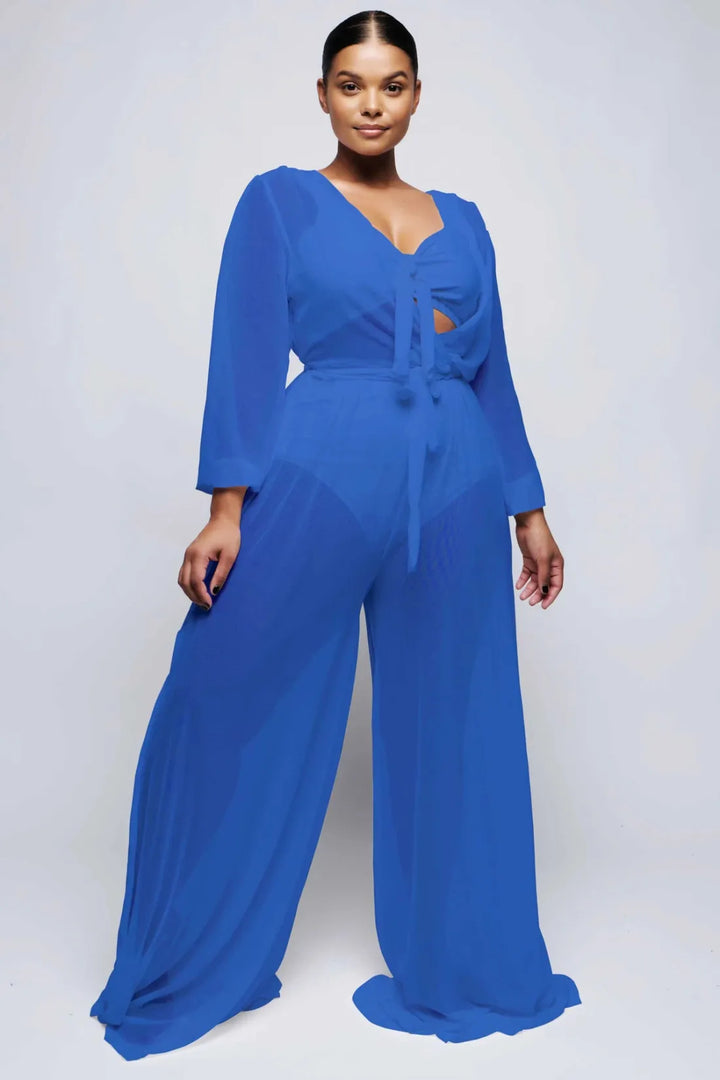 Levoire | Haut à manches longues en tricot transparent BLEU