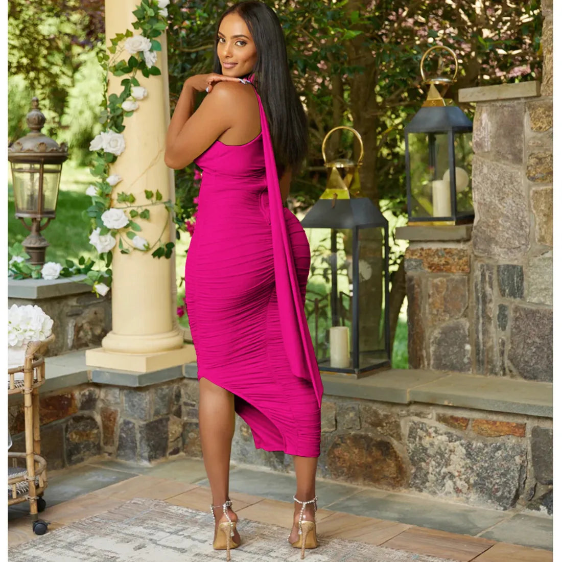 Levoire | robe longue ajustée plissée sans manches