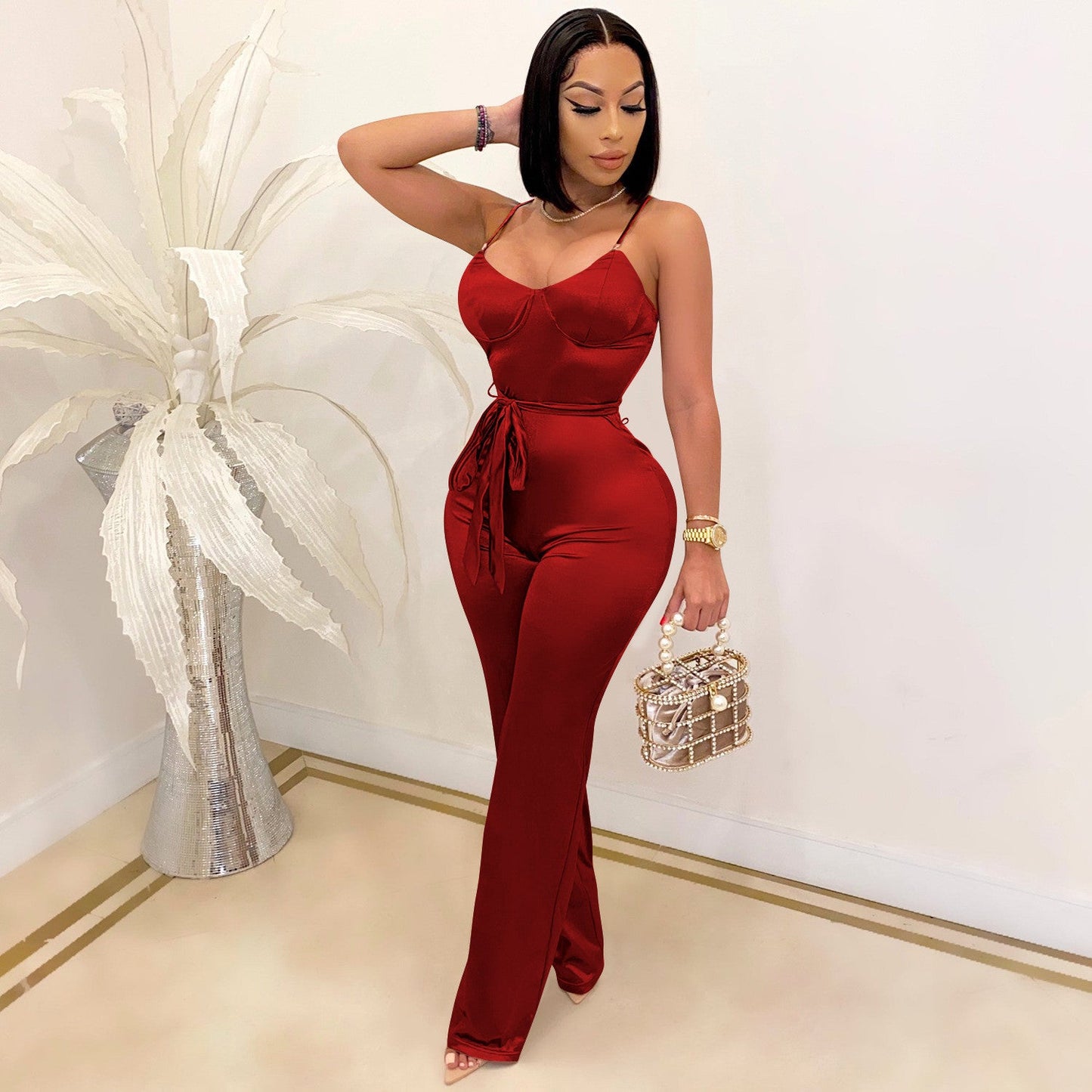 Levoire | haut sans manches et pantalon BORDEAUX