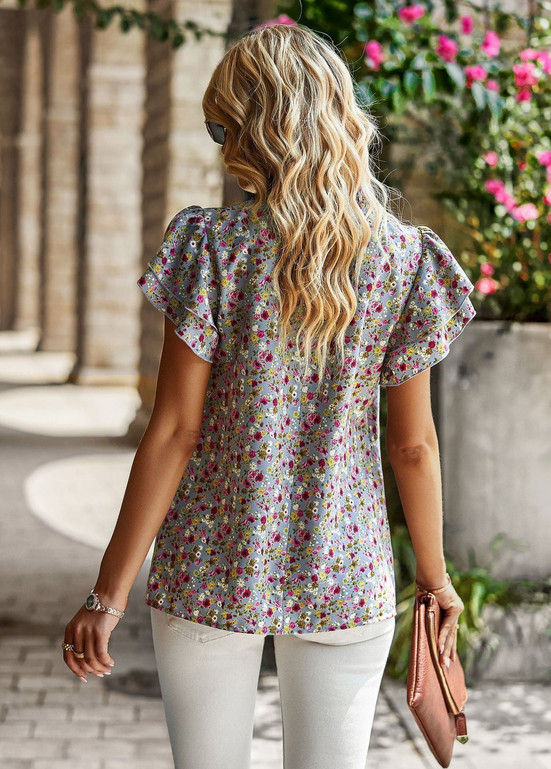 Levoire | robe à manches courtes avec un ourlet à motifs floraux