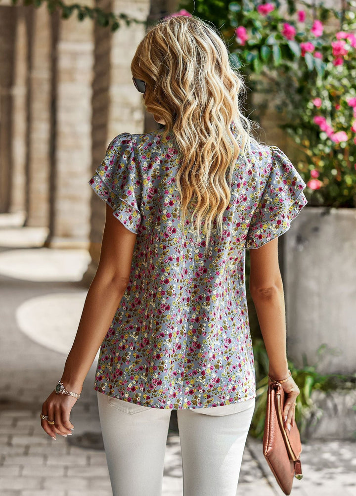 Levoire | robe à manches courtes avec un ourlet à motifs floraux