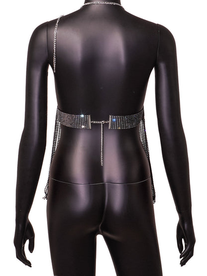 Levoire | robe à col chaîne court décolleté en V en strass