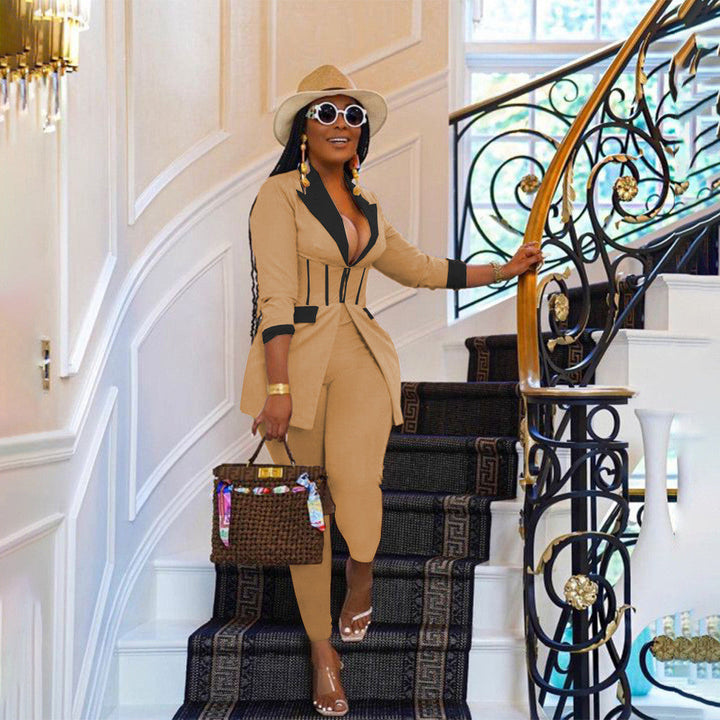 Levoire | blazer à fermeture éclair et pantalon assorti KHAKI S