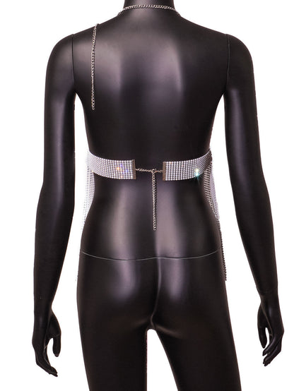 Levoire | robe à col chaîne court décolleté en V en strass