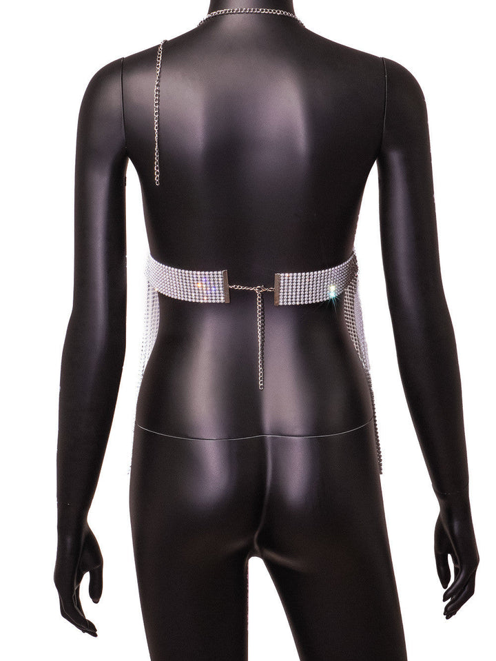Levoire | robe à col chaîne court décolleté en V en strass
