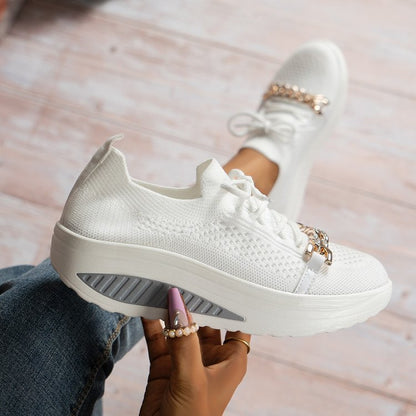 Levoire | compensé en maille avec décor en strass