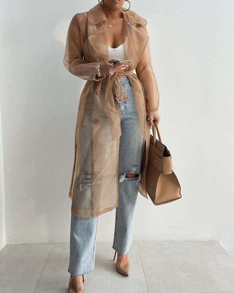 Levoire | Élégant manteau transparent à manches longues