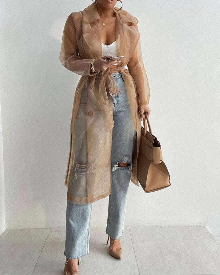Levoire | Élégant manteau transparent à manches longues