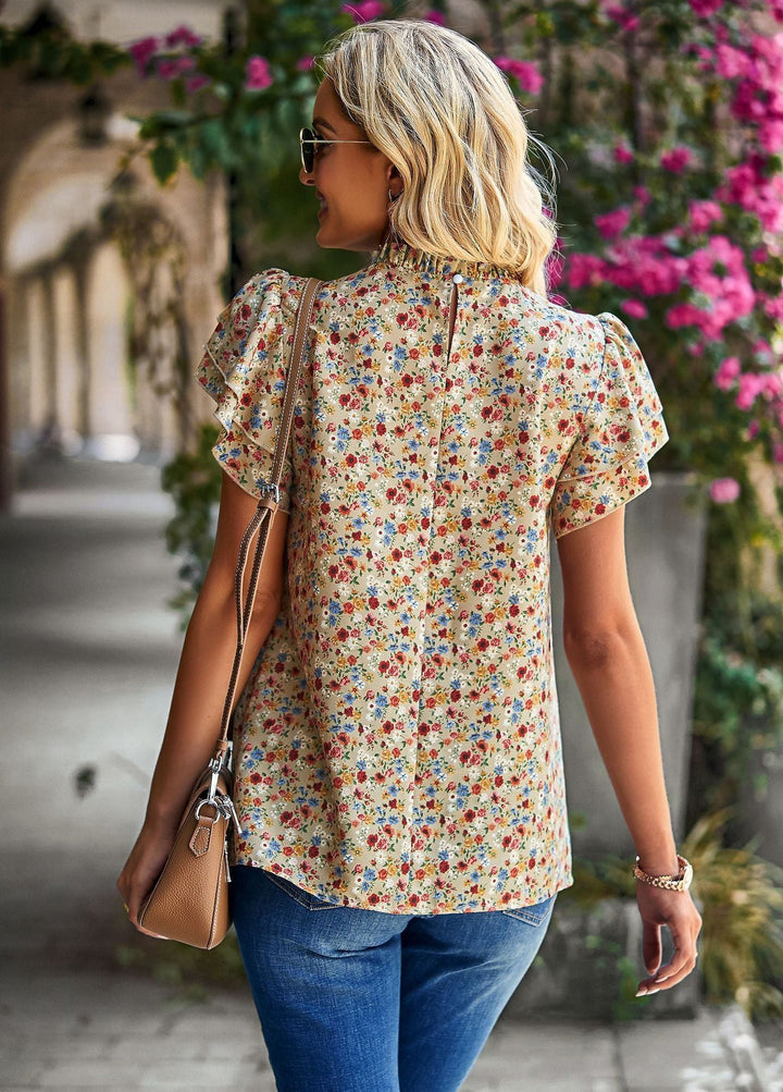 Levoire | robe à manches courtes avec un ourlet à motifs floraux