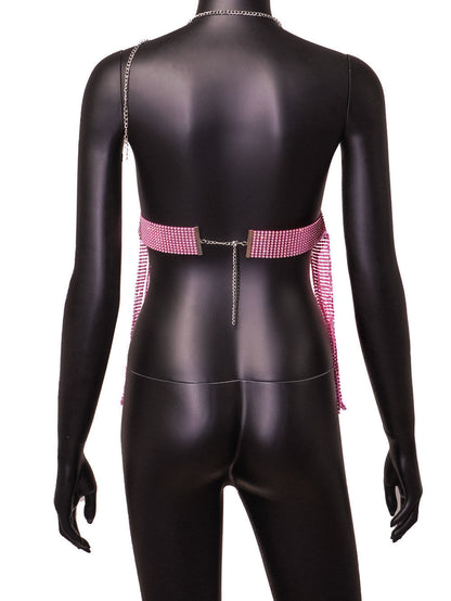 Levoire | robe à col chaîne court décolleté en V en strass