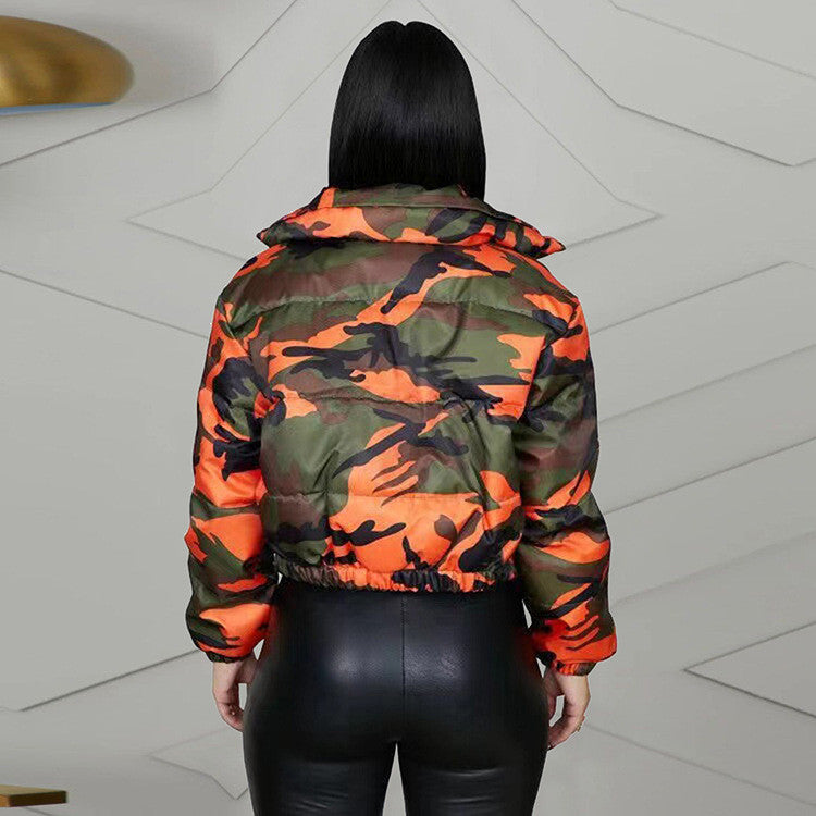Levoire | col montant doublé, motif camouflage