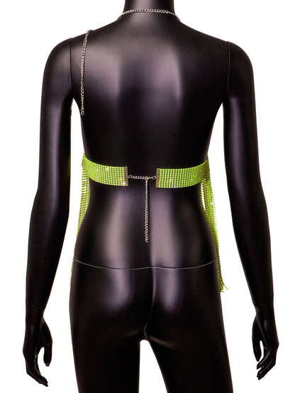 Levoire | robe à col chaîne court décolleté en V en strass