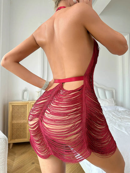 Levoire | Encolure Courte Dos Nu Frange Été