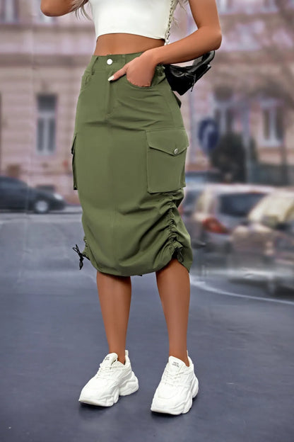 Levoire | jupe cargo mi-longue avec poches latérales Vert