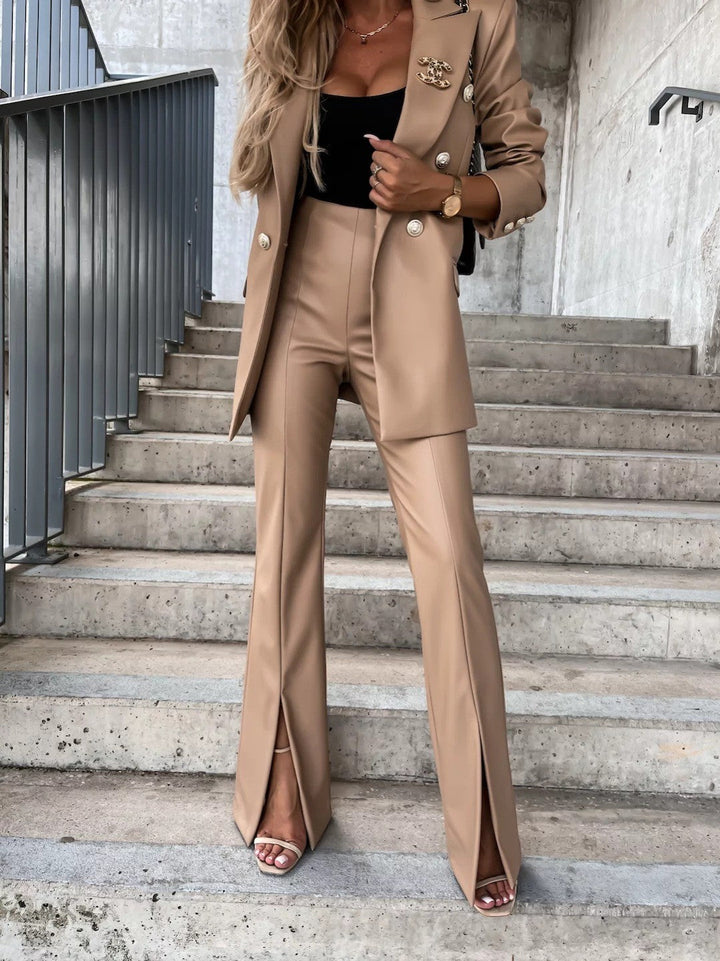Levoire | simili cuir Taille Haute Fente KHAKI