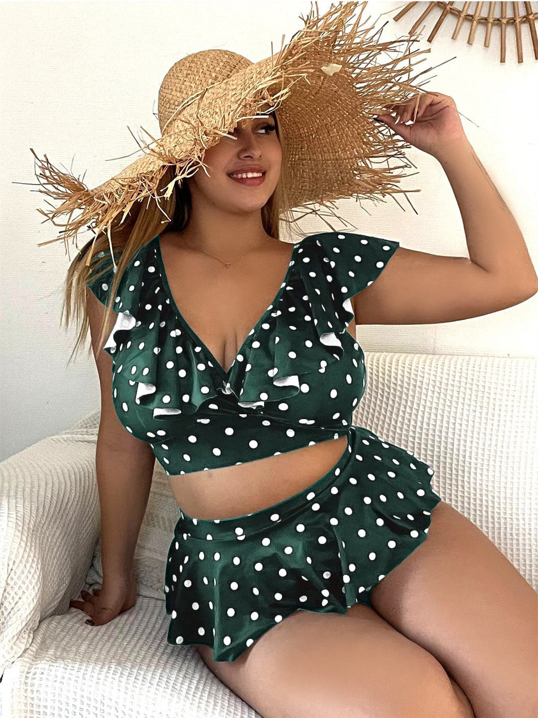 Levoire | Maillot de bain 2 pièces à pois froncé VERT